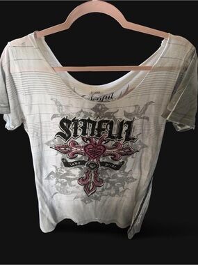 Vintage Affliction Y2K Off the shoulder Top